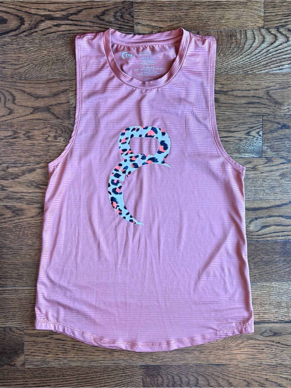 Zyia Active Leopard Logo Pink Muscle Tank | Women’s Small | Workout Top
